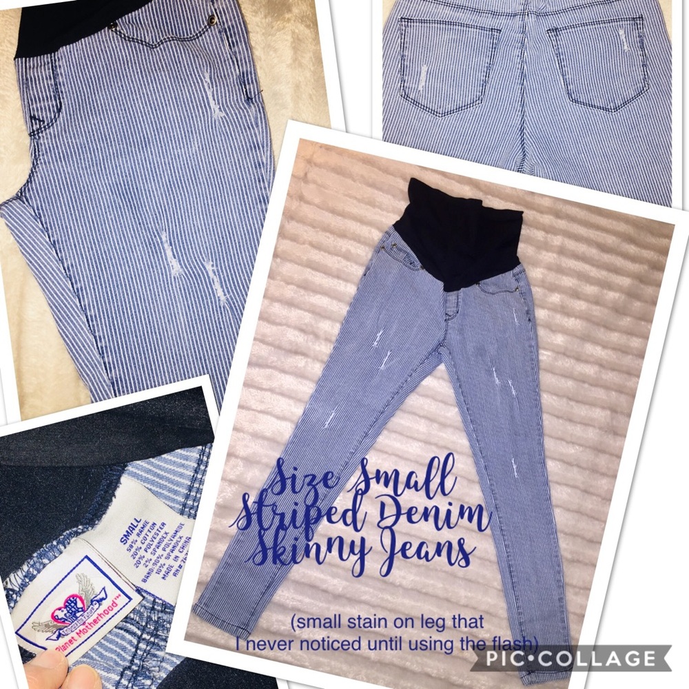 Small Distressed Striped Maternity Jeans